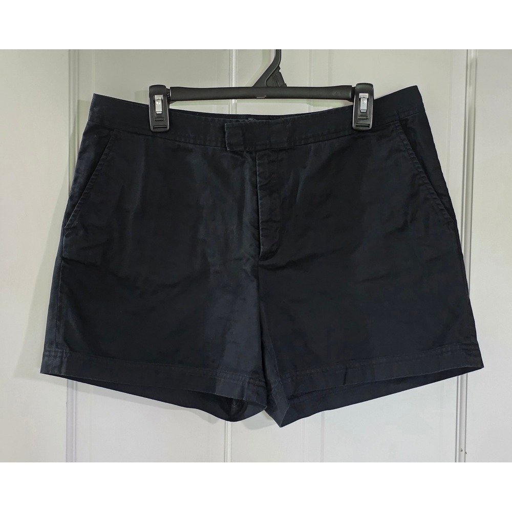 Banana Republic Womens Black Cotton Chino Shorts Size 12 Hook Bar Closure